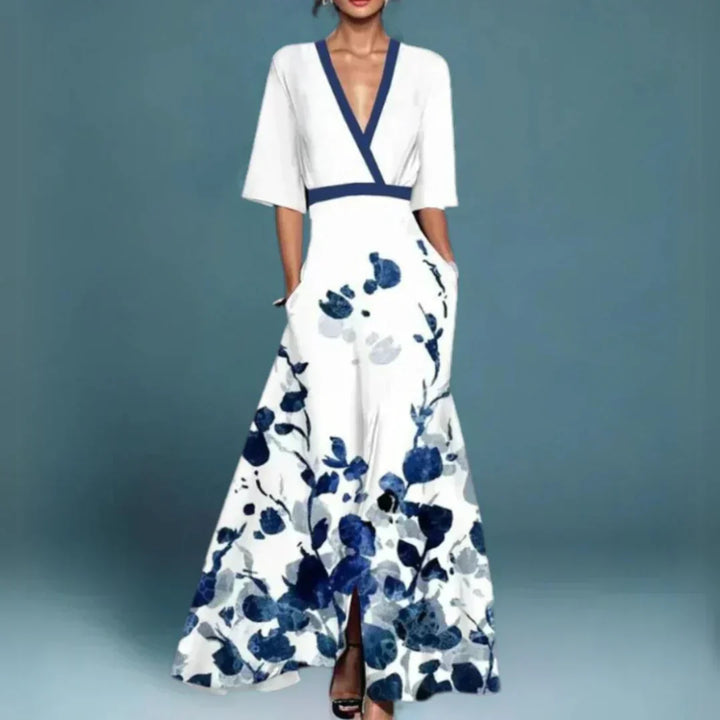 Sophia | Elegant Evening Dress with Floral Pattern - Maison Léa &amp; Lou