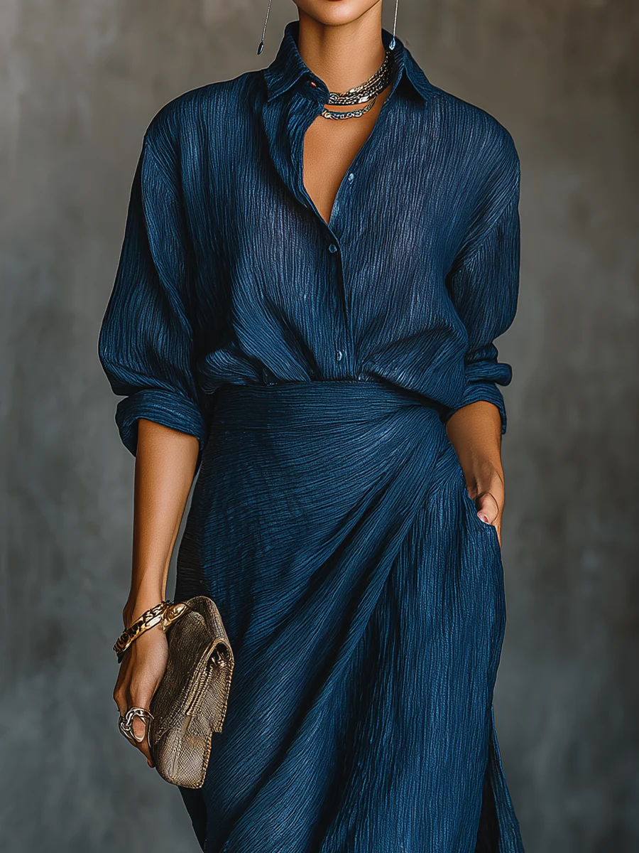 Céleste | Elegant shirt and long skirt set