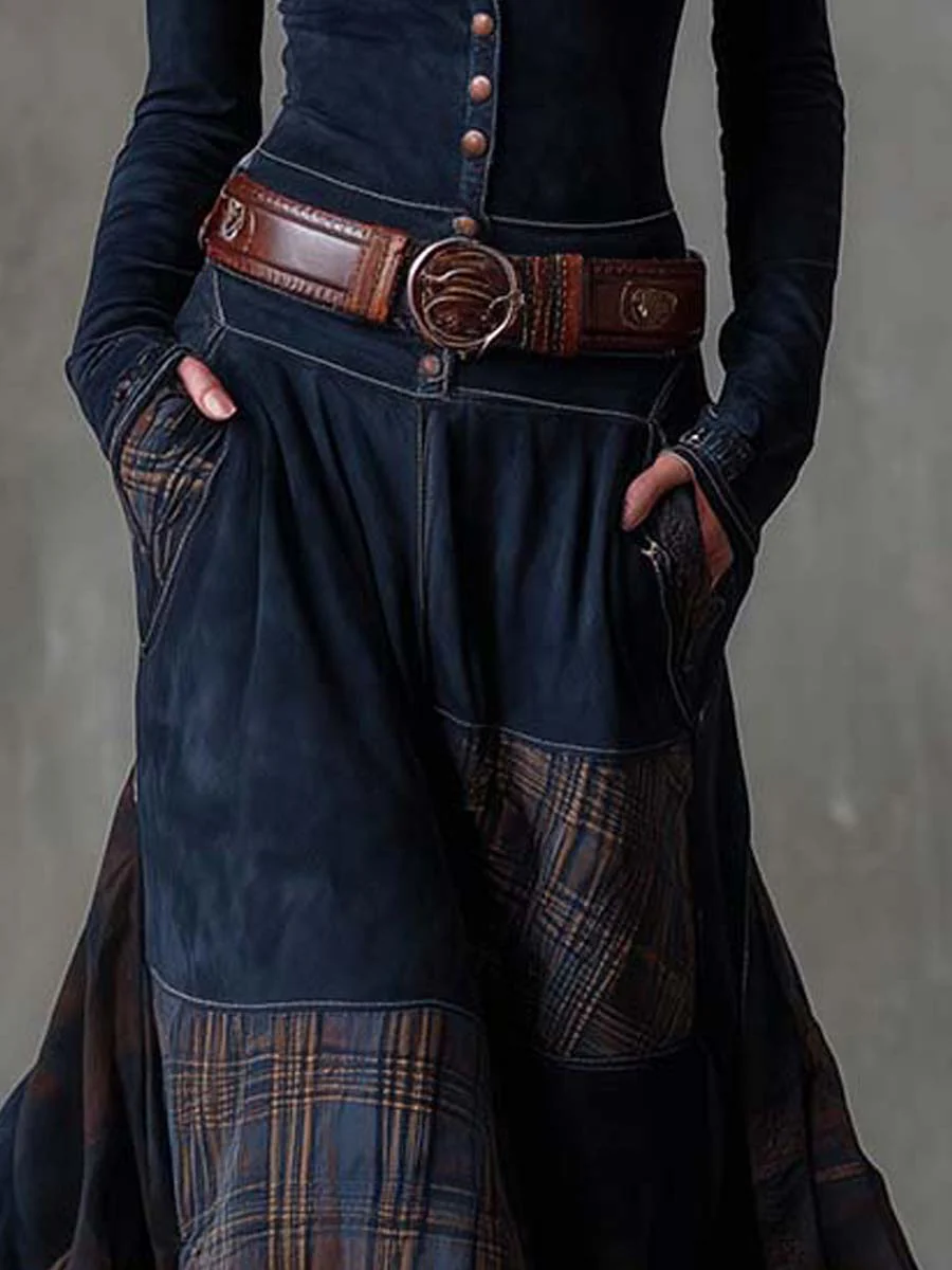 Elise | Long suede-effect dress with belt