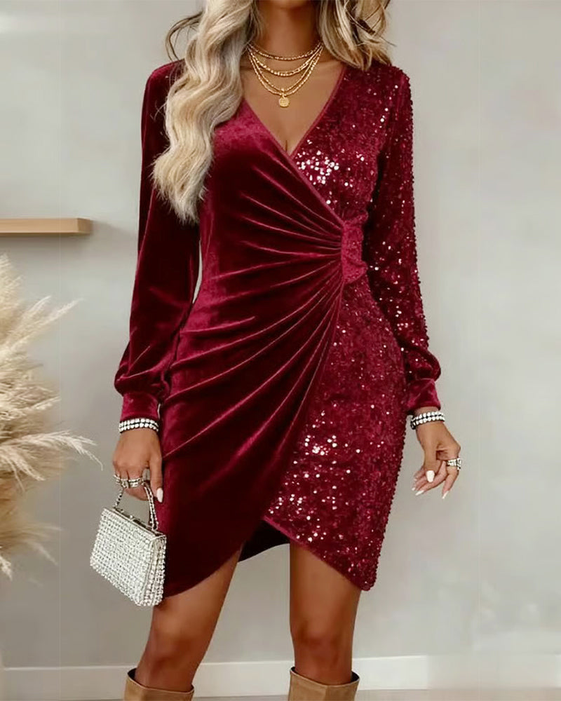 Emilia Snowfall | Frosted Dream Midi Dress with V-Neck - Maison Léa &amp; Lou
