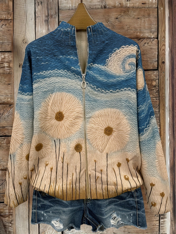 Yolanda™ | Dandelion Meadow Quilted Zip Cardigan - Maison Léa &amp; Lou