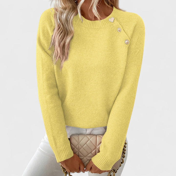 Roxanne – Elegant Asymmetrical Jumper with Button Detail