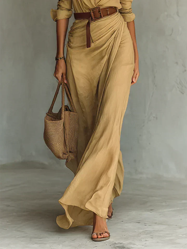 Una | Lapel-Wrap Maxi Dress - Maison Léa &amp; Lou