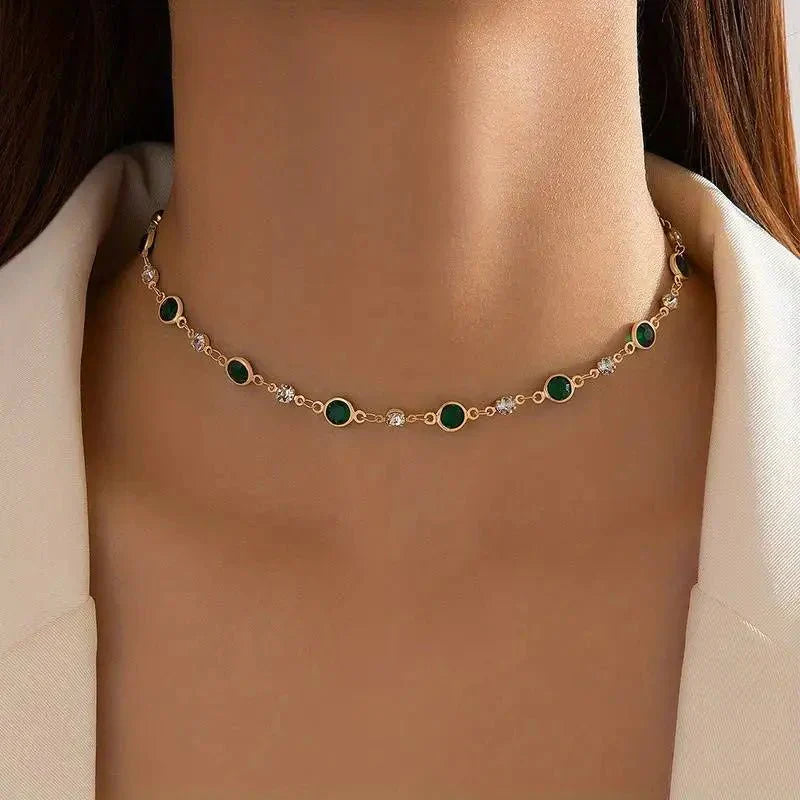Collana Choker con Smeraldi e Diamanti - Maison Léa &amp; Lou