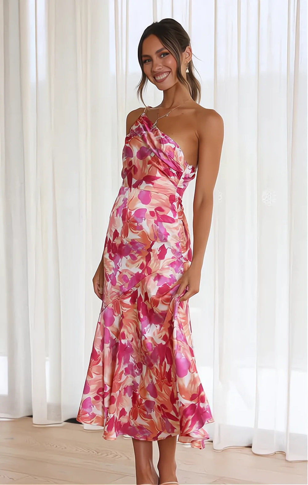Violet | Floral Satin Gown - Maison Léa & Lou