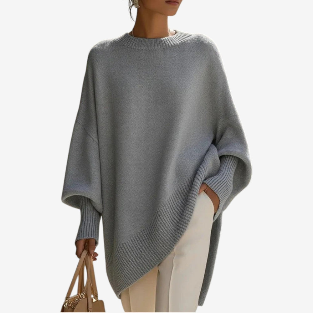 Helene | Draped Asymmetric Poncho - Maison Léa & Lou