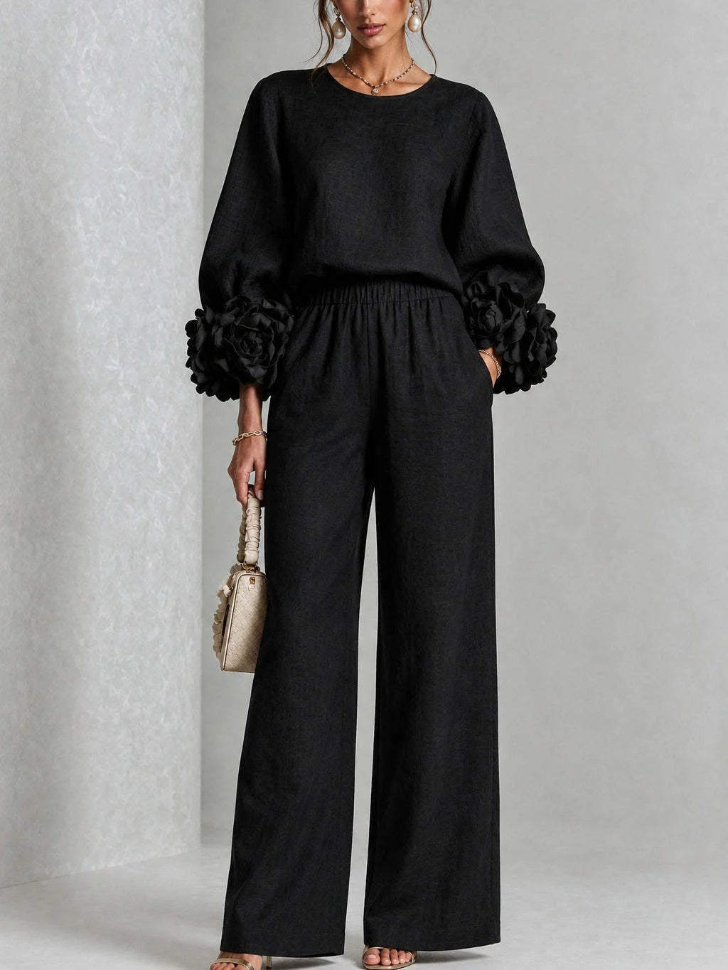 Penelope | Floral Appliqué Two-Piece Set - Maison Léa &amp; Lou