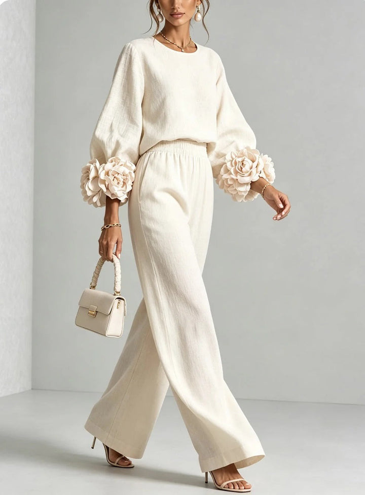 Penelope | Floral Appliqué Two-Piece Set - Maison Léa &amp; Lou