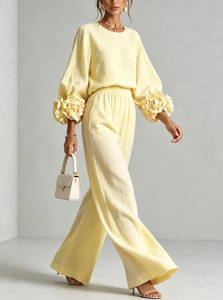 Penelope | Floral Appliqué Two-Piece Set - Maison Léa &amp; Lou