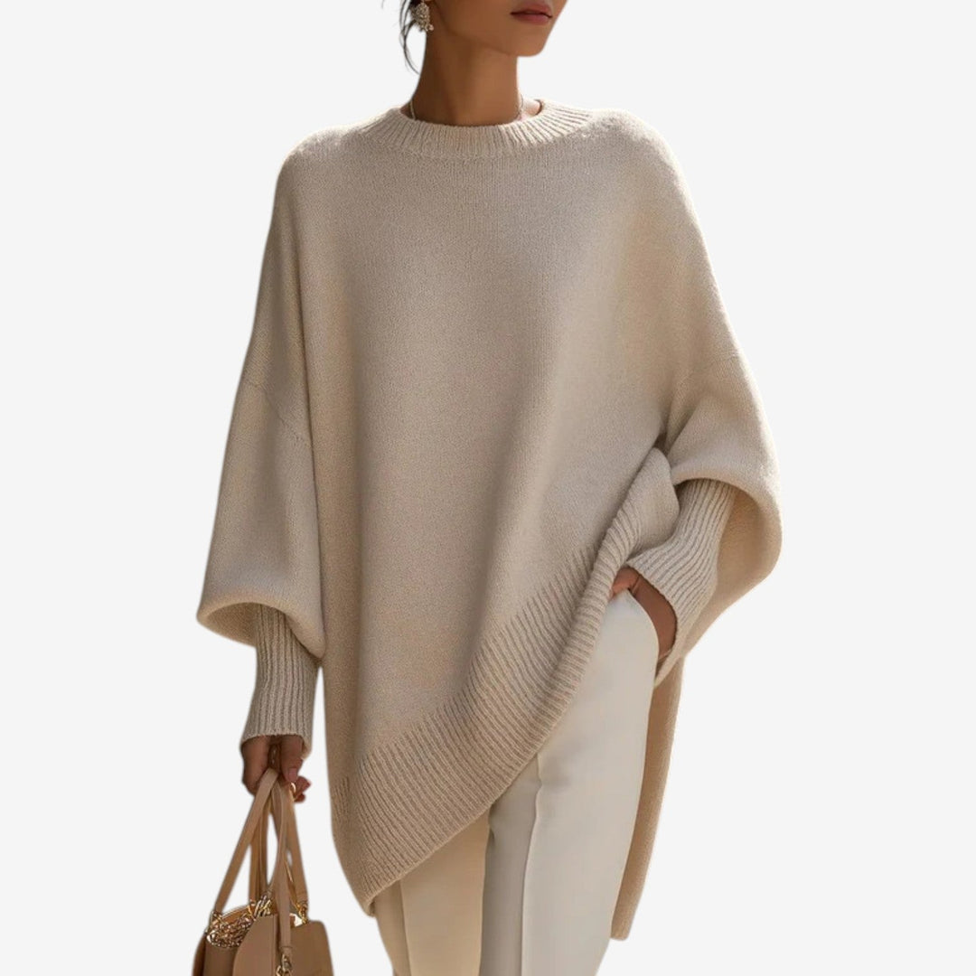 Helene | Draped Asymmetric Poncho - Maison Léa & Lou
